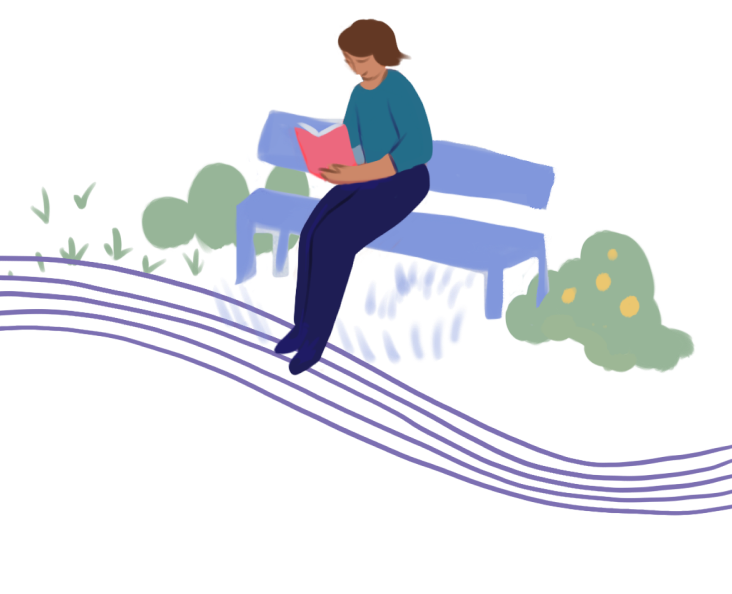 Illustration of person reading book