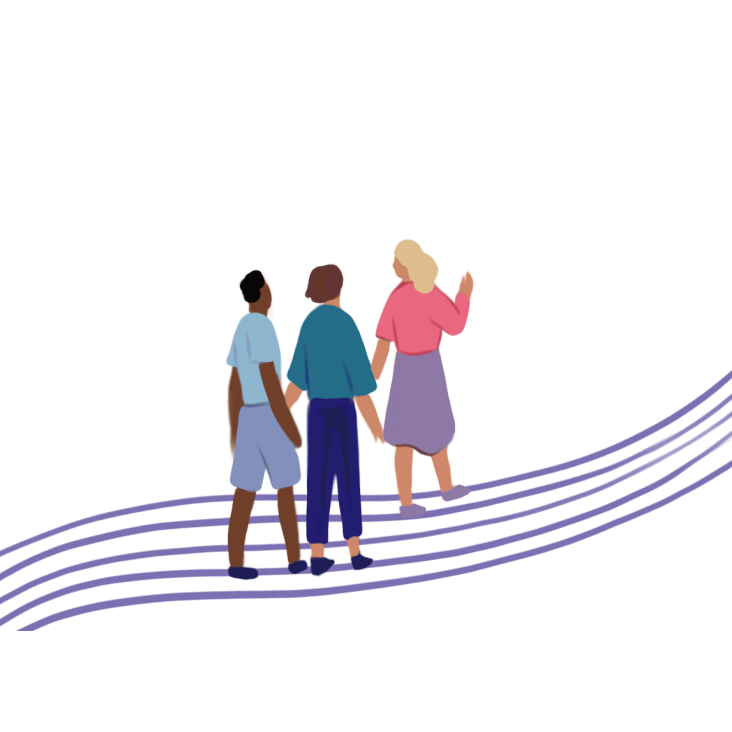 Illustration of people walking on a path